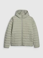 Kurtki i kamizelki sportowe męskie - Męska kurtka puchowa pikowana 4F 4FWSS25TDJAM539 - oliwkowa - miniaturka - grafika 1