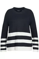 Swetry damskie - Ulla Popken Damski sweter w paski, granatowy, 54/56, morski, 54/56 Duże rozmiary - miniaturka - grafika 1