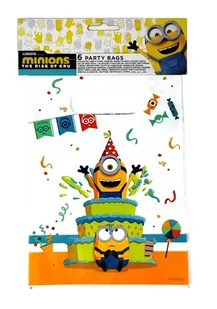 Torebki foliowe urodzinowe Minionki Party 6 szt. - Opakowania i torebki na prezenty - miniaturka - grafika 1