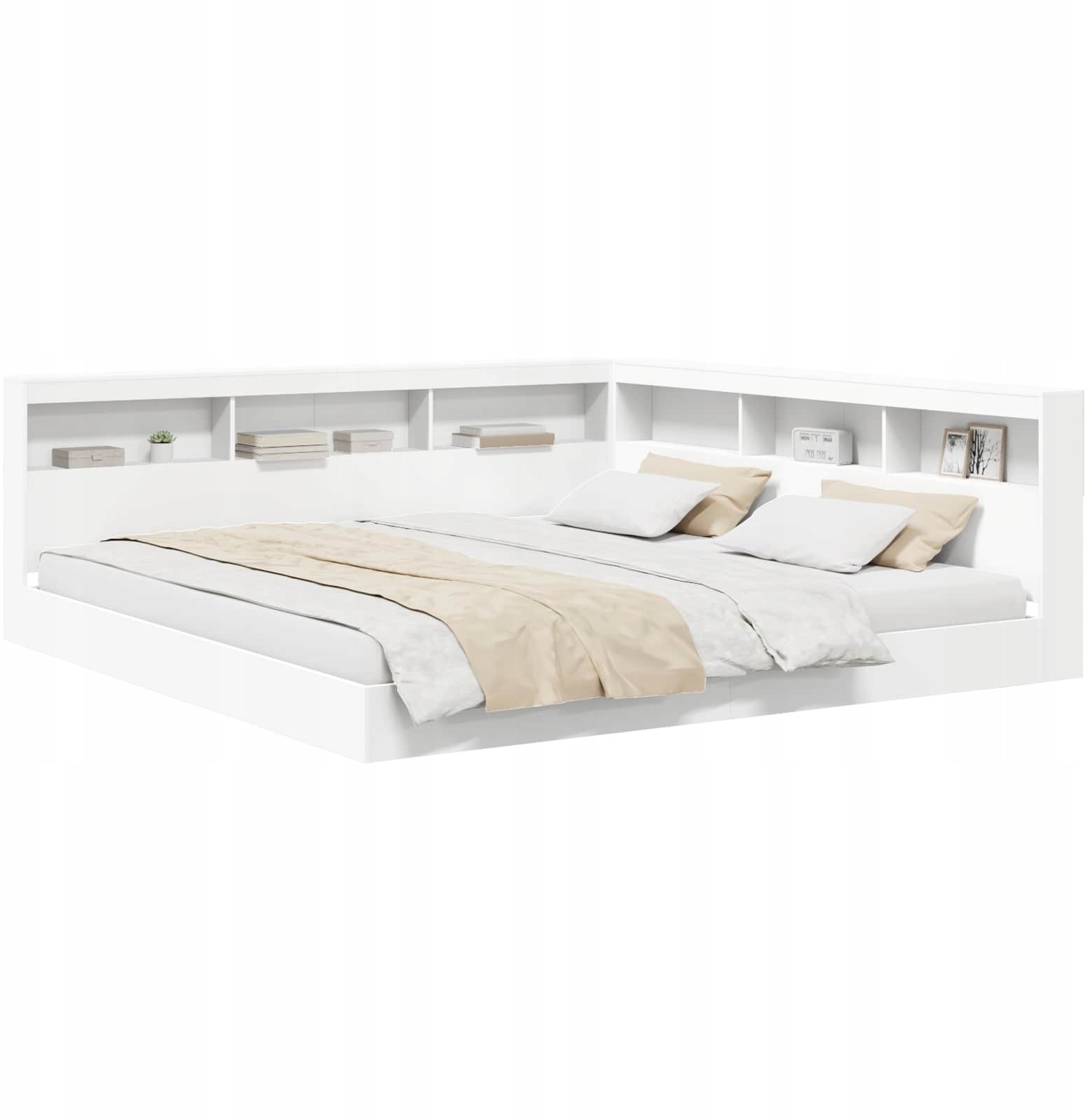 vidaXL Łóżko z biblioteką Białe 180x200 cm Drewno inżynieryjne Lumarko 3335744 VidaXL