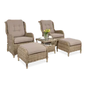 Meble ogrodowe - Zestaw mebli ogrodowych FOCUS GARDEN Sienna Duo Premium Brown, brązowy, 5 elementów - miniaturka - grafika 1