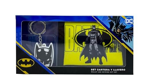 CyP Brands- Batman- Zestaw upominkowy, Brelok i Portfel, Pakiet Prezent, Wielobarwny, Oficjalny produkt