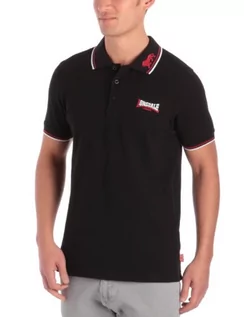 Koszulki męskie - Lonsdale Męska koszulka polo z krótkim rękawem Lion, czarny/ciemnoczerwony/biały, XXL - grafika 1