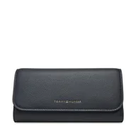 Portfele - Duży Portfel Damski Tommy Hilfiger Th Flag Lrg Flap AW0AW17734 Granatowy - miniaturka - grafika 1