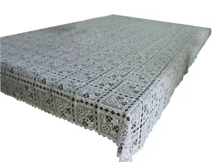 Obrus Z Gipiury, 140X200, Ecru Geometryczny W Kwiaty, G20-02-Pr - Obrusy i serwetki - miniaturka - grafika 1