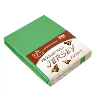 Prześcieradło jersey z gumką KARO 160x200 cm, zielone groszkowe 015 grube 150g/m2 - Prześcieradła - miniaturka - grafika 1