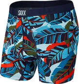 Majtki męskie - SAXX Bokserki męskie szybkoschnące SAXX VIBE Boxer Brief liście - niebieskie S - miniaturka - grafika 1