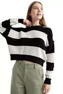 Swetry damskie - DeFacto Sweter normalny krój dla kobiet - sweter z golfem dla topów damski (czarny, XXS - XS), czarny, XXS-XS - miniaturka - grafika 1