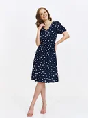 Sukienki - Granatowa sukienka w grochy - miniaturka - grafika 1