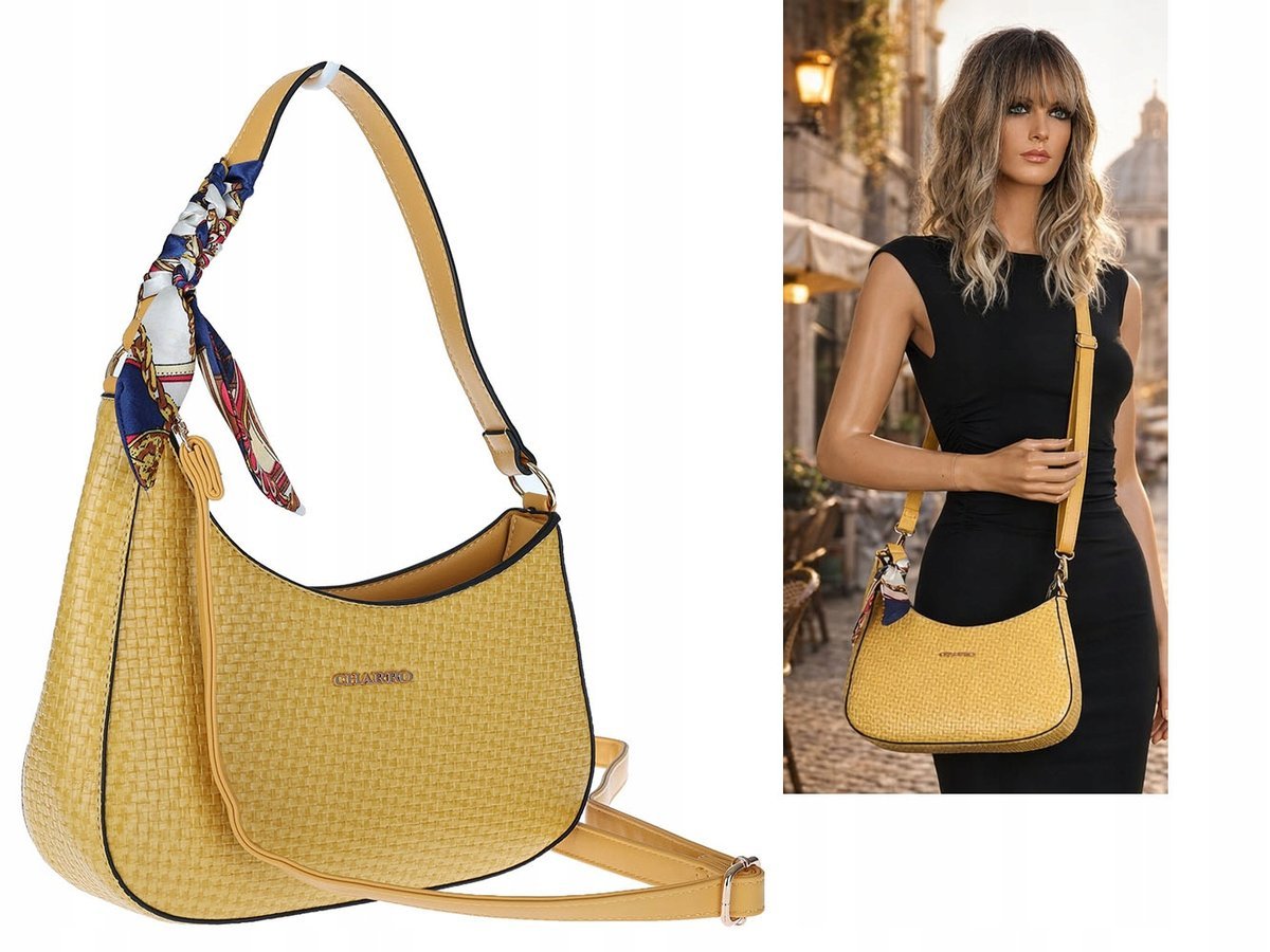 Torebka damska włoskiej marki CHARRO kuferek Listonoszka CH3360 żółta