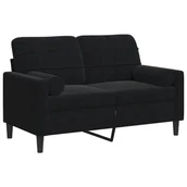 Sofy i kanapy - vidaXL 2-osobowa sofa z poduszkami, czarna, 120 cm, aksamit - miniaturka - grafika 1