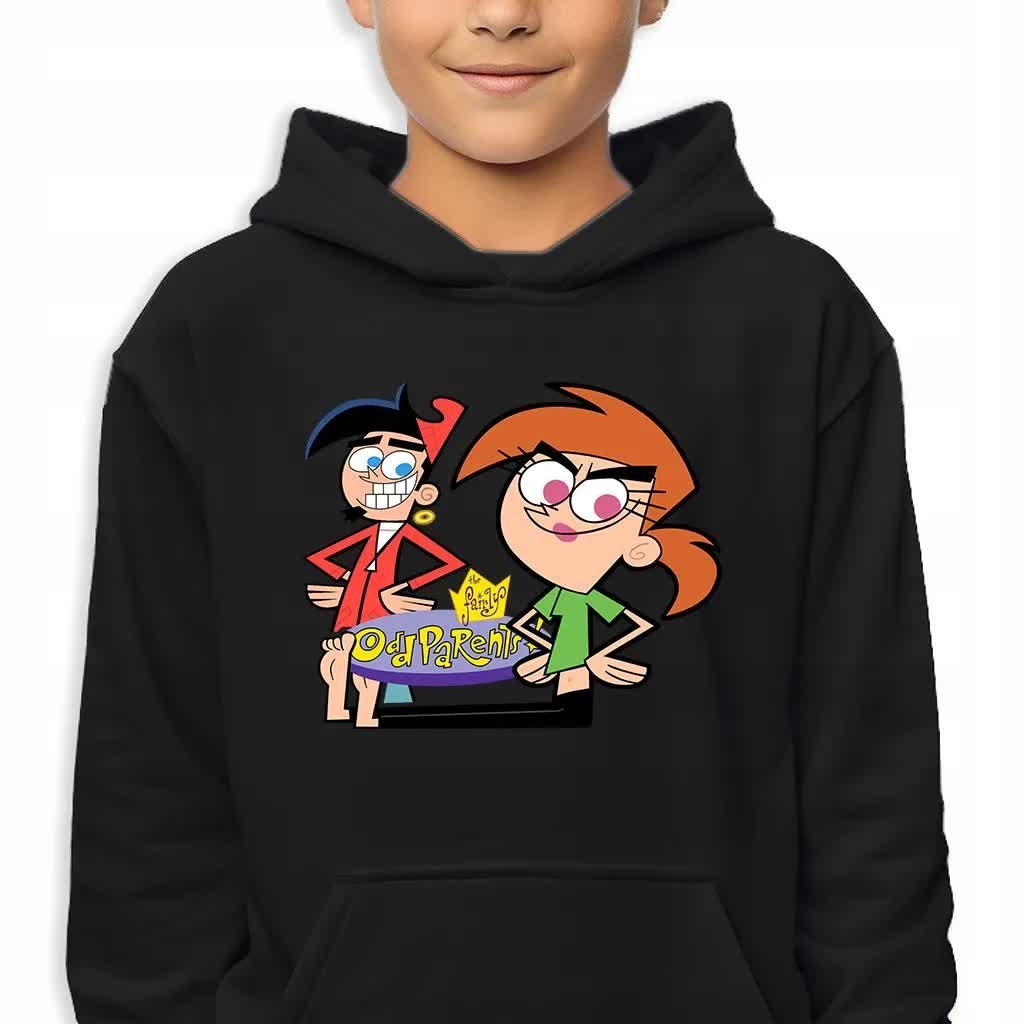 Bluza Dziecięca Z Kapturem Czarna Chip&Vicky Wróżkowie Chrzestni Wz 140 Cm