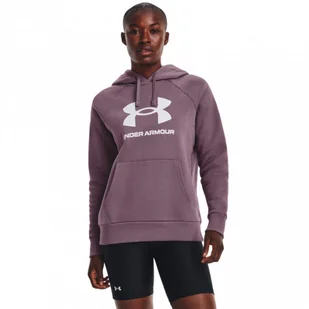 Damska bluza dresowa nierozpinana z kapturem Under Armour UA Rival Fleece Big Logo Hdy - fioletowa - UNDER ARMOUR - Bluzy sportowe damskie - miniaturka - grafika 1