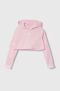 adidas bluza dziecięca kolor różowy z kapturem gładka - Bluzy dla dziewczynek - miniaturka - grafika 1