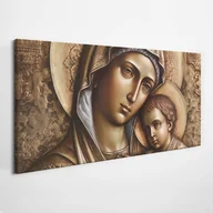 Ikony i obrazy sakralne - Płaskorzeźba Matki Boskiej z Jezusem - obraz polycanvas, 120x60 - miniaturka - grafika 1