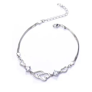 Bransoletka SREBRO 925 Splecione Dwa Serca - Bransoletki - miniaturka - grafika 1