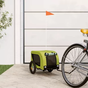 vidaXL Przyczepka rowerowa dla psa, zielono-czarna, tkanina Oxford - Sprzęt podróżny i transportery dla psów - miniaturka - grafika 1