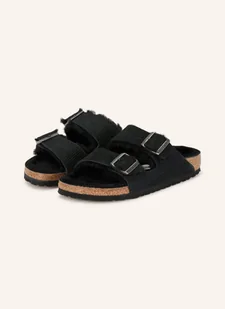 Birkenstock Klapki Arizona Shearling schwarz - Klapki i japonki damskie - miniaturka - grafika 1
