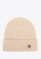 Czapki damskie - Damska czapka zimowa z miękkiej dzianiny beżowa - miniaturka - grafika 1