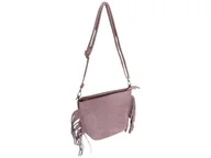 Torebki damskie - Torebka Damska, Mała Modna Listonoszka Na Ramię, Miejska, Eko-Zamsz, Różowy - miniaturka - grafika 1