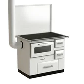 Kuchnie węglowe - FERRETTI Kuchnia na drewno Luna 7 kW biała lewa - miniaturka - grafika 1