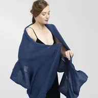 Apaszki i szaliki damskie - Szal z wełny merino - niebieski - miniaturka - grafika 1