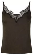 Bluzki damskie - Morgan Damska bluzka z cienkimi ramiączkami z koronką Olena Dark Khaki T40, Pianka/Czarny, 38 - miniaturka - grafika 1