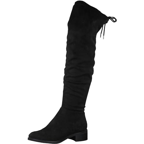 s.Oliver Damskie kozaki za kolano, płaskie, eleganckie, czarne (Black), rozmiar 37, czarny, 37 eu