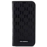 Etui i futerały do telefonów - Karl Lagerfeld Pokrowiec PU Saffiano Monogram na Apple iPhone 14 KLBKP14SSAKLHPK Czarne - miniaturka - grafika 1