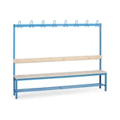Meble do szkół i przedszkoli - B2B Partner Ławka szatniowa z wieszakiem i półką na buty, siedzisko - listwy, długość 2000 mm, niebieska 179319 - miniaturka - grafika 1