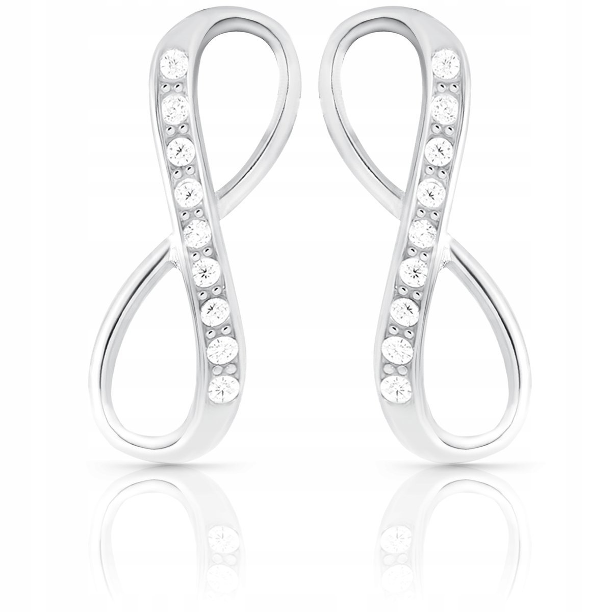 Kolczyki srebrne wkrętki sztyfty z cyrkoniami 925 nieskończoność
