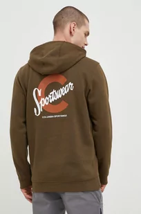 Columbia bluza męska kolor zielony z kapturem z nadrukiem - Bluzy męskie - miniaturka - grafika 1