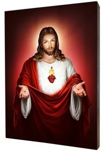 Obraz religijny na desce lipowej, Serce Jezusa - Ikony i obrazy sakralne - miniaturka - grafika 1