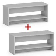 Wyposażenie sportowe i gimnastyczne - Ławka szatniowa z półka na obuwie 1+1 GRATIS, wzmocniona, 1000 mm, szara - miniaturka - grafika 1