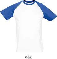 Koszulki męskie - SOLs 11190 Raglan Funky 150 Koszulka męska - Kolor: Biały/Niebieski - Rozmiar: XL - miniaturka - grafika 1