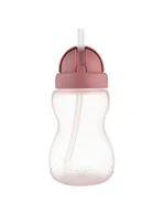 Sztućce dla dzieci - Canpol Babies Bidon ze składaną rurką 270ml różowe - miniaturka - grafika 1