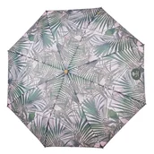 Parasole - Parasol damski Perletti Green automatyczny składany szary wzór liście palmy - miniaturka - grafika 1