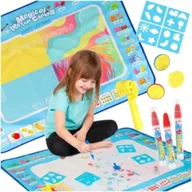 Maty edukacyjne - Mata wodna do malowania rysowania wodą mazaki pieczątki szablony wałek 100x80cm alfabet - miniaturka - grafika 1