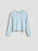 Bluzki dla dziewczynek - Reserved - Koszulka z haftem - jasnoniebieski - miniaturka - grafika 1