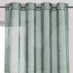 Firana PALM kolor zielony drukowany motyw roślinny przelotki przelotki srebrne woal 140x270 ameliahome - SCURT/AH/PALM/EYELETS/1 - Firany - miniaturka - grafika 4