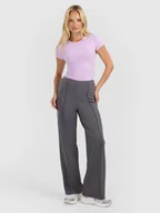 Spodnie sportowe damskie - 4F Spodnie dresowe z prostymi nogawkami damskie - szare XS - miniaturka - grafika 1