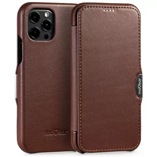 moVear flipSide C - Skórzane etui do Apple iPhone 12 Pro / 12 (6.1") | Klasyczny pokrowiec z klapką, Skóra naturalna nappa (Ciemnobrązowy) - Etui i futerały do telefonów - miniaturka - grafika 1