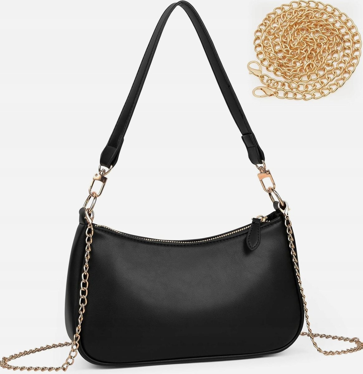 Aucuu Mała torebka damska, kopertówka z łańcuszkiem, retro torba na ramię dla kobiet, mini torba hobo, mała torba na ramię z zamkiem błyskawicznym