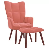 Fotele - vidaXL Fotel z podnóżkiem różowy obity aksamitem 328066 - miniaturka - grafika 1