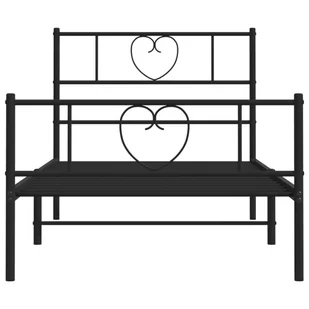 Metalowa rama łóżka z wezgłowiem i zanóżkiem, czarna, 90x190 cm Lumarko! - Inne meble do sypialni - miniaturka - grafika 6