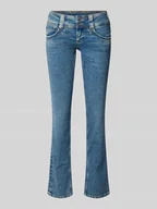 Spodnie damskie - Jeansy o kroju slim fit z 5 kieszeniami - miniaturka - grafika 1