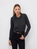 Swetry damskie - Reserved - Sweter z wełną - ciemnoszary - miniaturka - grafika 1