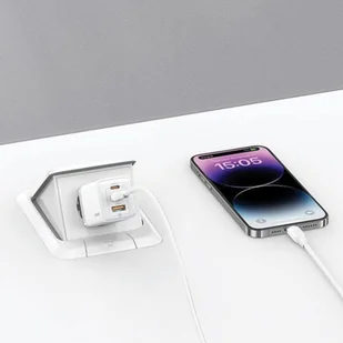 USAMS Ład. siec. 2xUSB-C+1xUSB 65W (only head) GaN PD3.0 +QC3.0 Fast Charging fioletowy/gradient purple Sandru Series CC180TC03 (US-CC180) - Ładowarki do telefonów - miniaturka - grafika 7