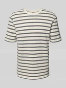 Koszulki męskie - T-shirt z prążkowanym, okrągłym dekoltem model ‘IAN’ - miniaturka - grafika 1