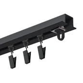 Karnisze - Szyna sufitowa DECASTYL pojedyncza z żabkami 300 cm Czarny - miniaturka - grafika 1